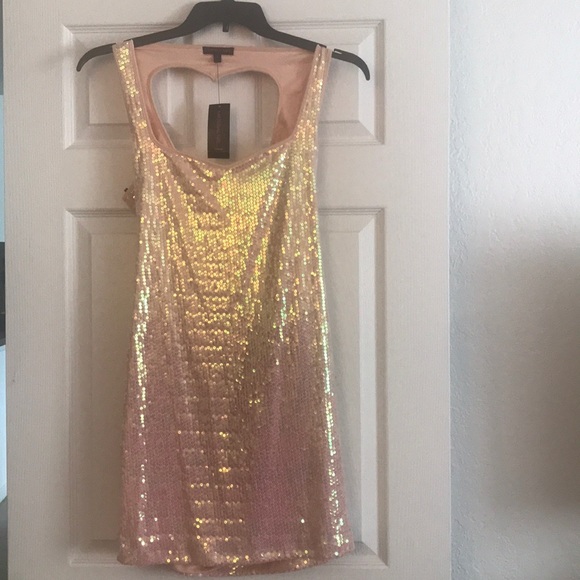 Material Girl Dresses & Skirts - Material Girl Sequin Heart Back Cutout Dress